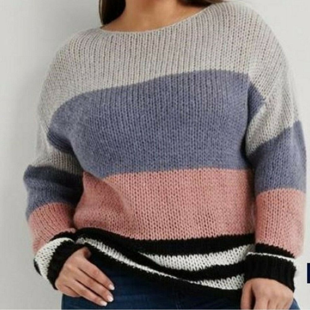 Lucky Brand NWT Women's‎ Pastel Colorblock Sweater Size 2XL Wool Blend